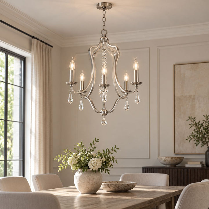 Coco Collection - 6 Light Silver Chandelier