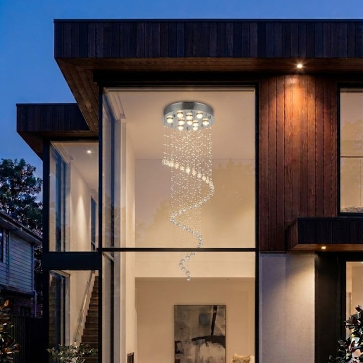 Contemporary Spiral LED Chandelier - W:60cm H:180cm - Chrome