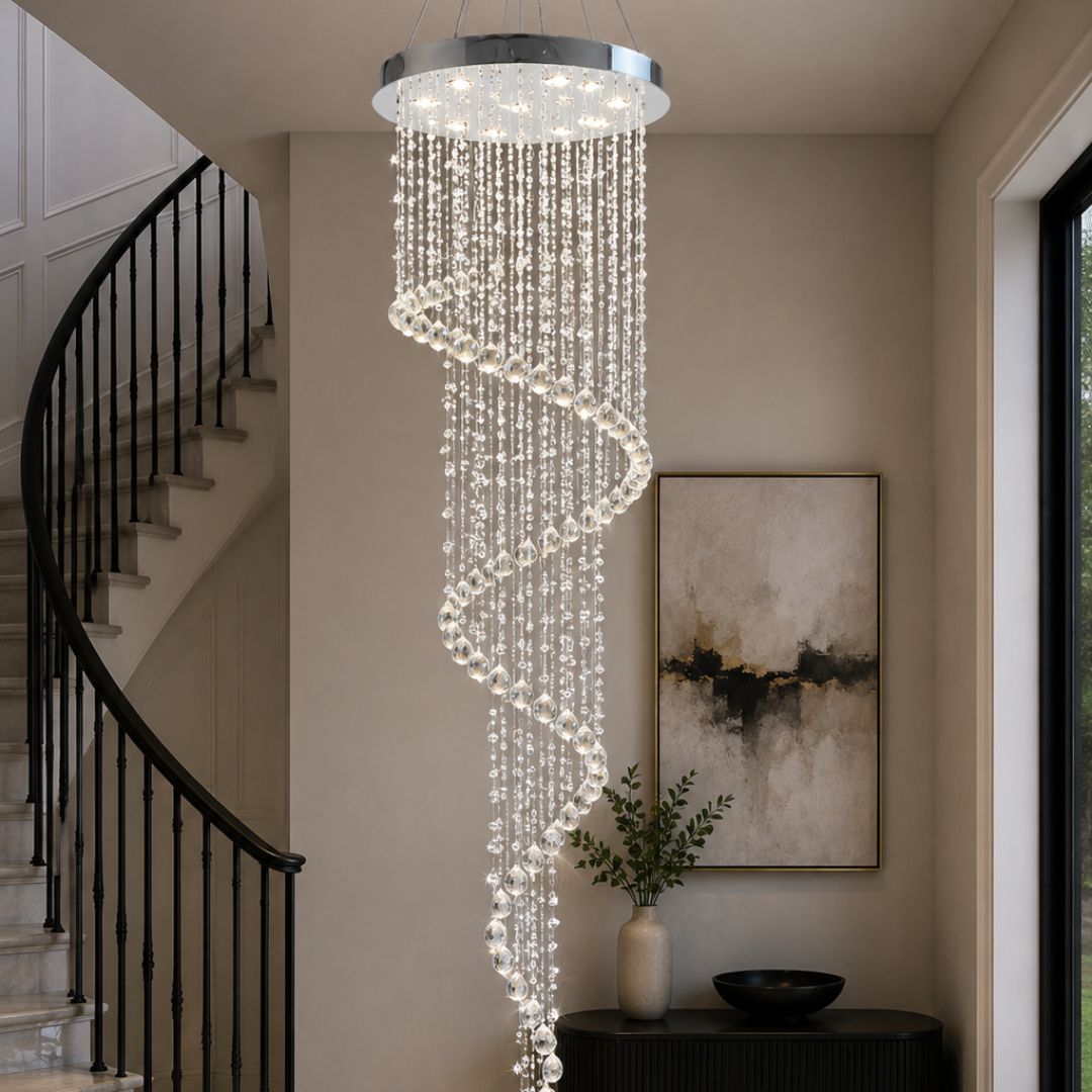 Contemporary Spiral LED Chandelier - Smoke - W:70cm H:240cm