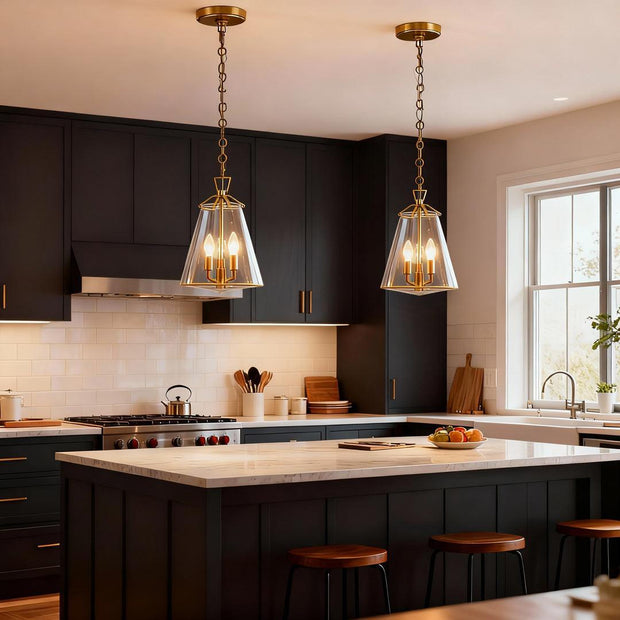 Baxter Collection - 3 Light Pendant - Satin Brass