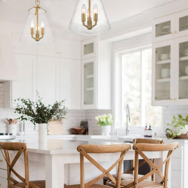 Baxter Collection - 3 Light Pendant - Satin Brass