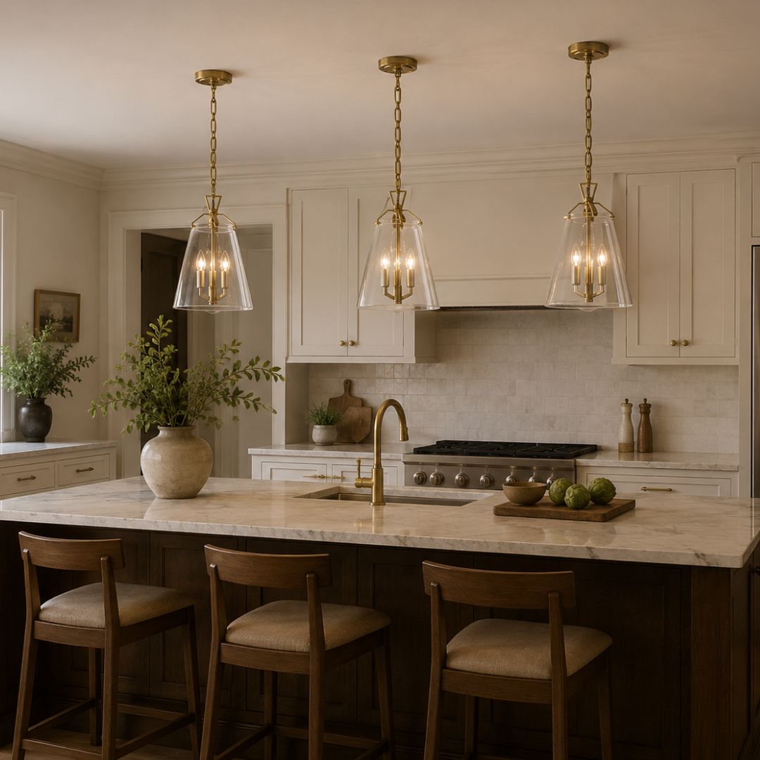 Baxter Collection - 3 Light Pendant - Satin Brass