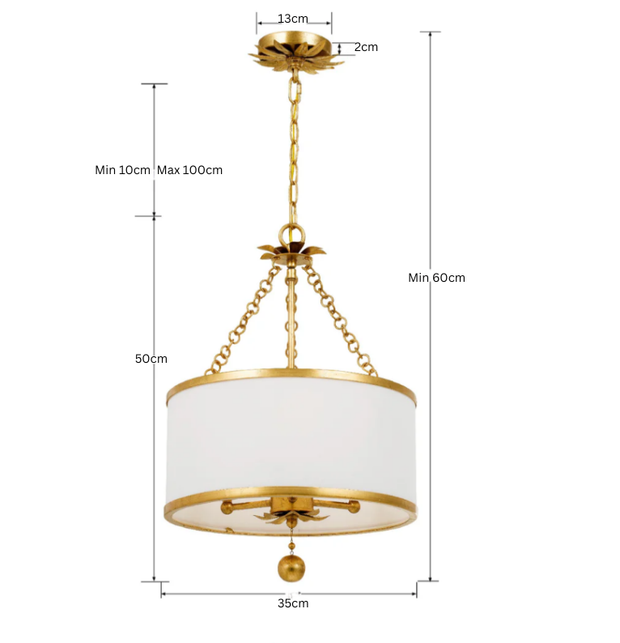 Florentine Collection - 3 Lights Ring Pendant - Antique Gold