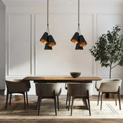 Victor Collection - Pendant - 3 Light - Matte Black & Antique Gold