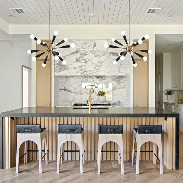 Voss Collection - Chandelier - Black & Satin Brass
