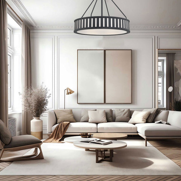 Kirby Collection - Chandelier - Matte Black Frame - W:57cm