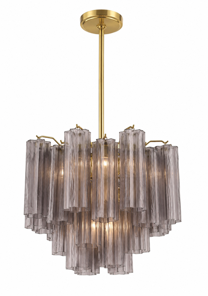 Odelle Collection - Ring Chandelier - Smoke & Satin Brass - W:45cm