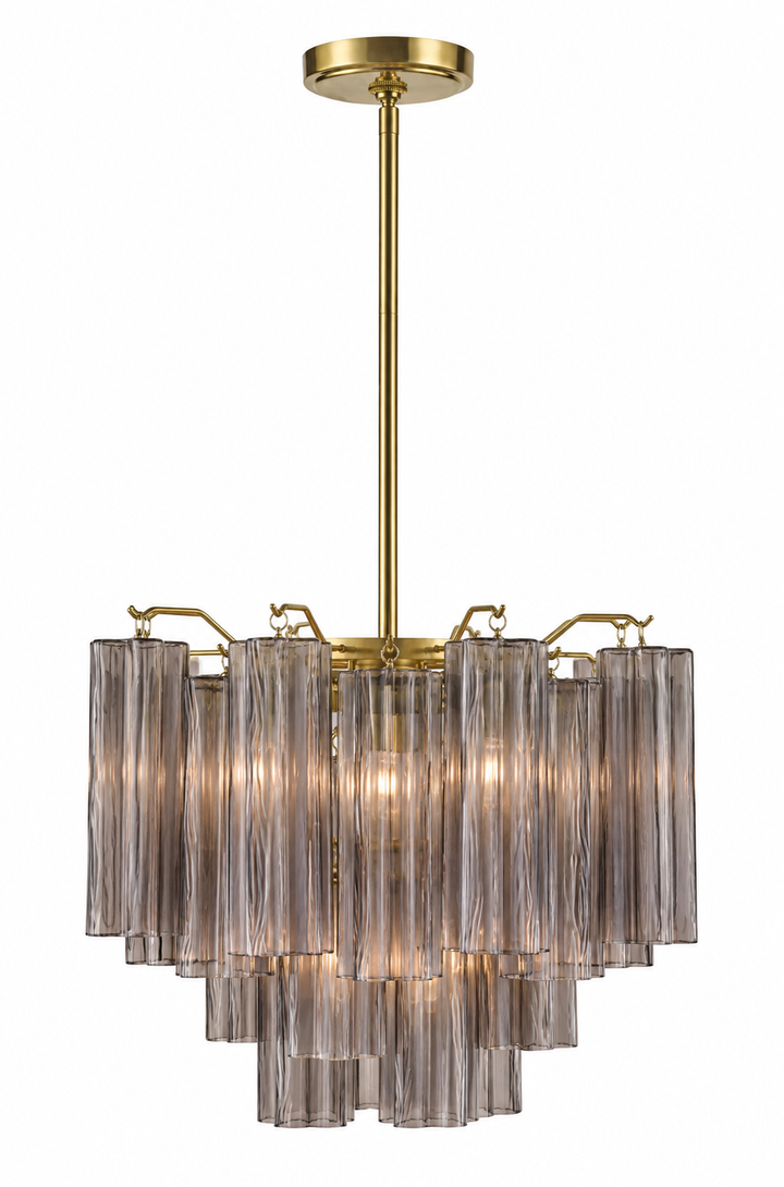 Odelle Collection - Ring Chandelier - Smoke & Satin Brass - W:45cm