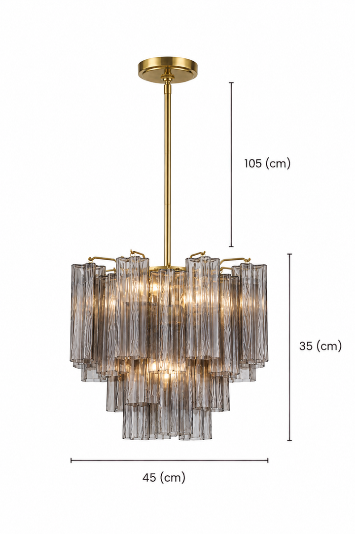 Odelle Collection - Ring Chandelier - Smoke & Satin Brass - W:45cm
