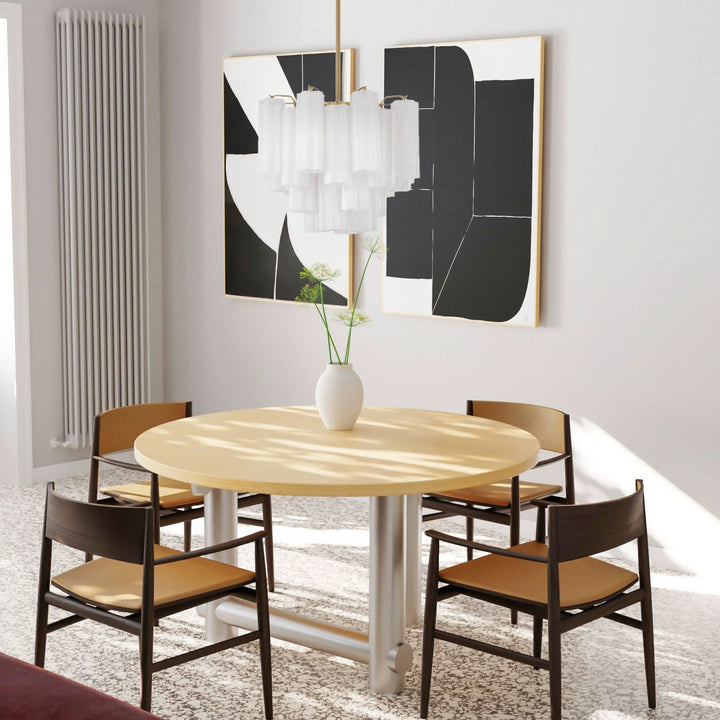 Odelle Collection - Ring Chandelier - White & Chrome - W:45cm