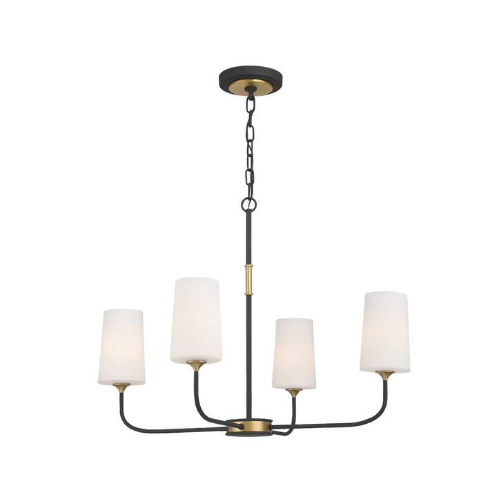Royston Collection - 4 Light Chandelier - Satin Brass & Matte Black - W:73.6cm