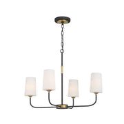 Royston Collection - 4 Light Chandelier - Satin Brass & Matte Black - W:73.6cm