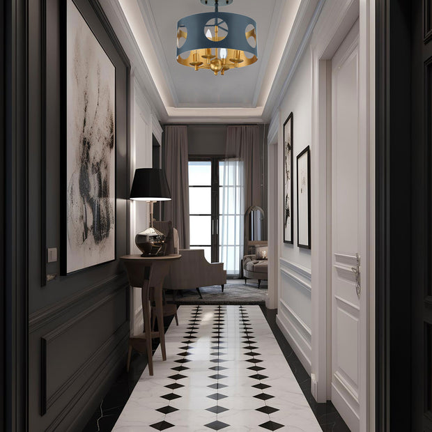Weston Collection - Chandelier - Matte Black & Antique Gold Frame - W:36cm