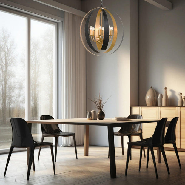 Carson Collection - 6 Lights Orb Chandelier - English Bronze & Gold