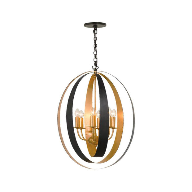 Carson Collection - 6 Lights Orb Chandelier - English Bronze & Gold