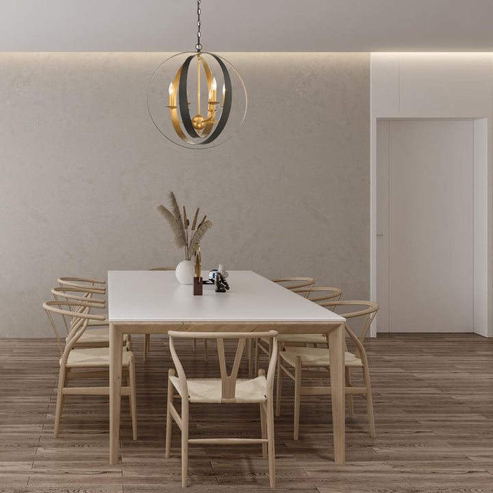 Carson Collection - 6 Lights Chandelier - English Bronze & Gold