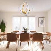 Carson Collection - 6 Lights Orb Chandelier - White & Gold