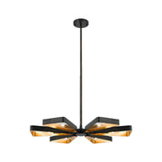 Carson Collection - Black & Gold Chandelier - 6 Light