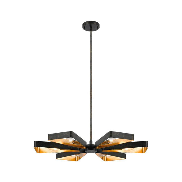 Carson Collection - Black & Gold Chandelier - 6 Light