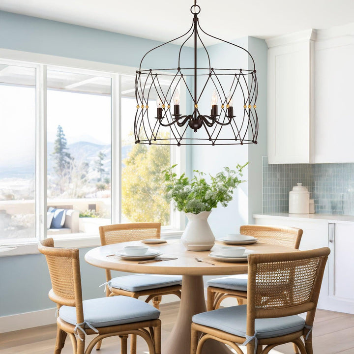 Clinton Collection - English Bronze & Gold - 6 Lights Pendant