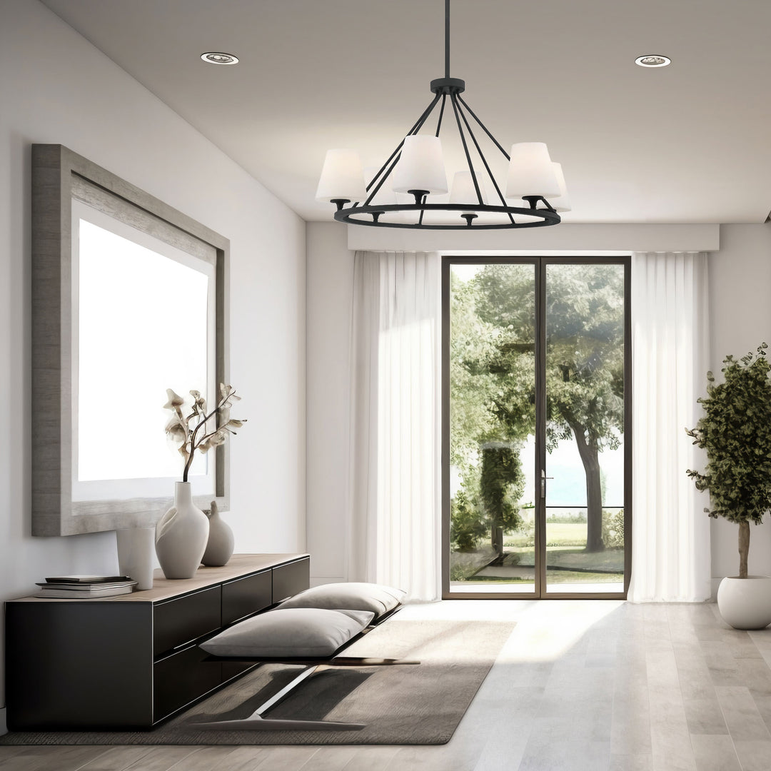 Huntington Collection - 6 Light - Ring Chandelier - Matte Black Frame