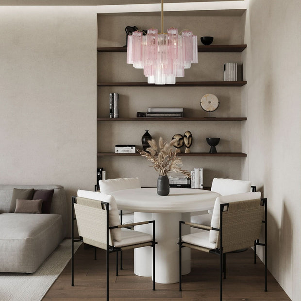 Odelle Collection - Ring Chandelier - Pink & Chrome - W:50cm