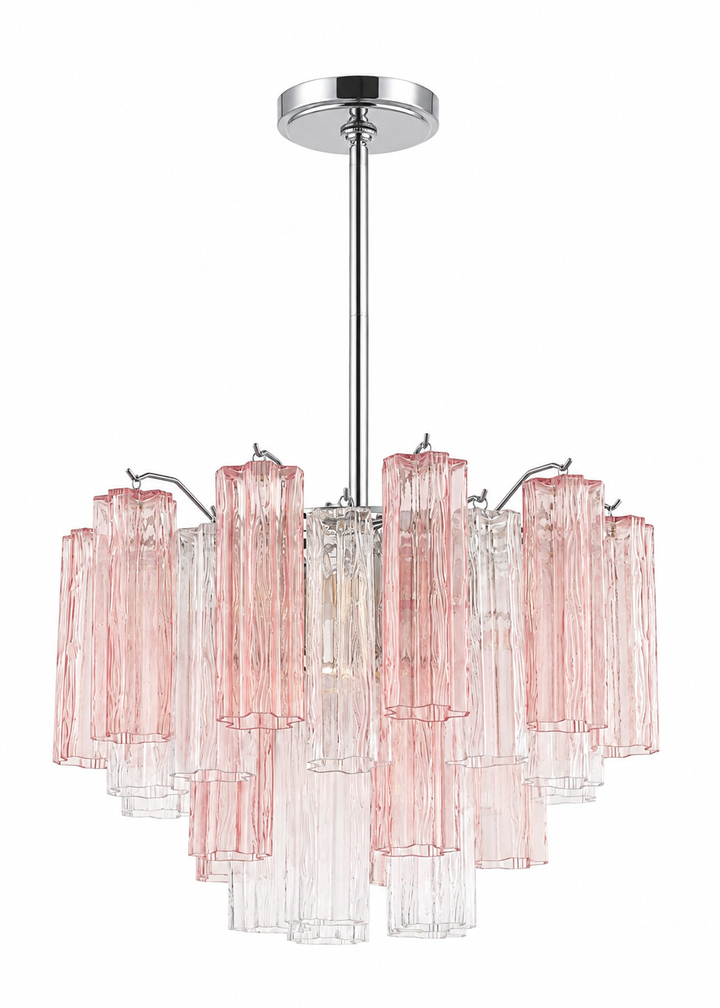 Odelle Collection - Ring Chandelier - Pink & Chrome - W:50cm