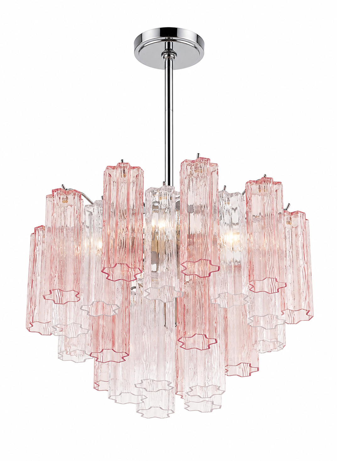 Odelle Collection - Ring Chandelier - Pink & Chrome - W:50cm