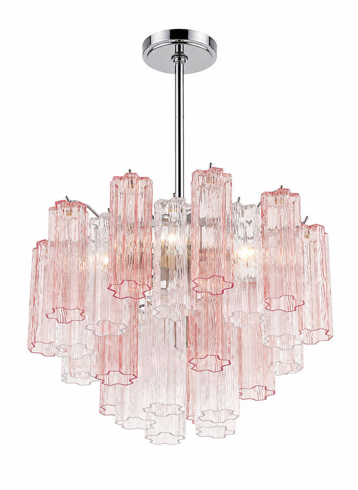 Odelle Collection - Ring Chandelier - Pink & Chrome - W:50cm