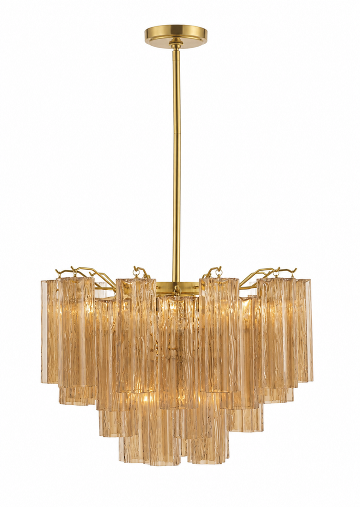Odelle Collection - Ring Chandelier - Amber & Satin Brass - W:50cm