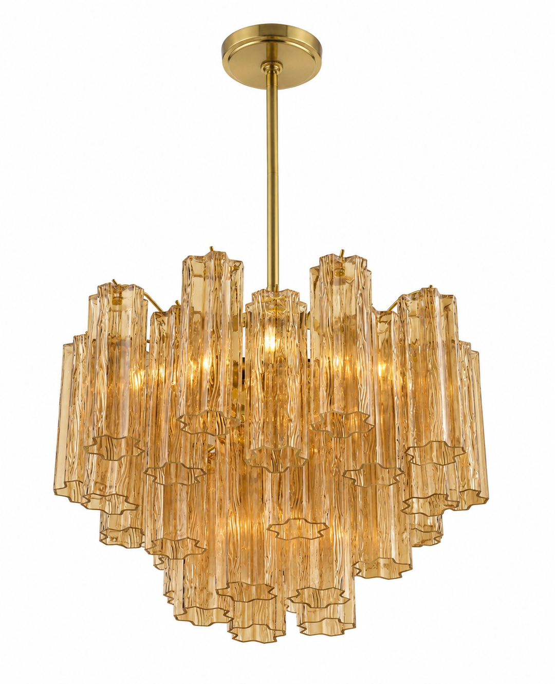 Odelle Collection - Ring Chandelier - Amber & Satin Brass - W:50cm