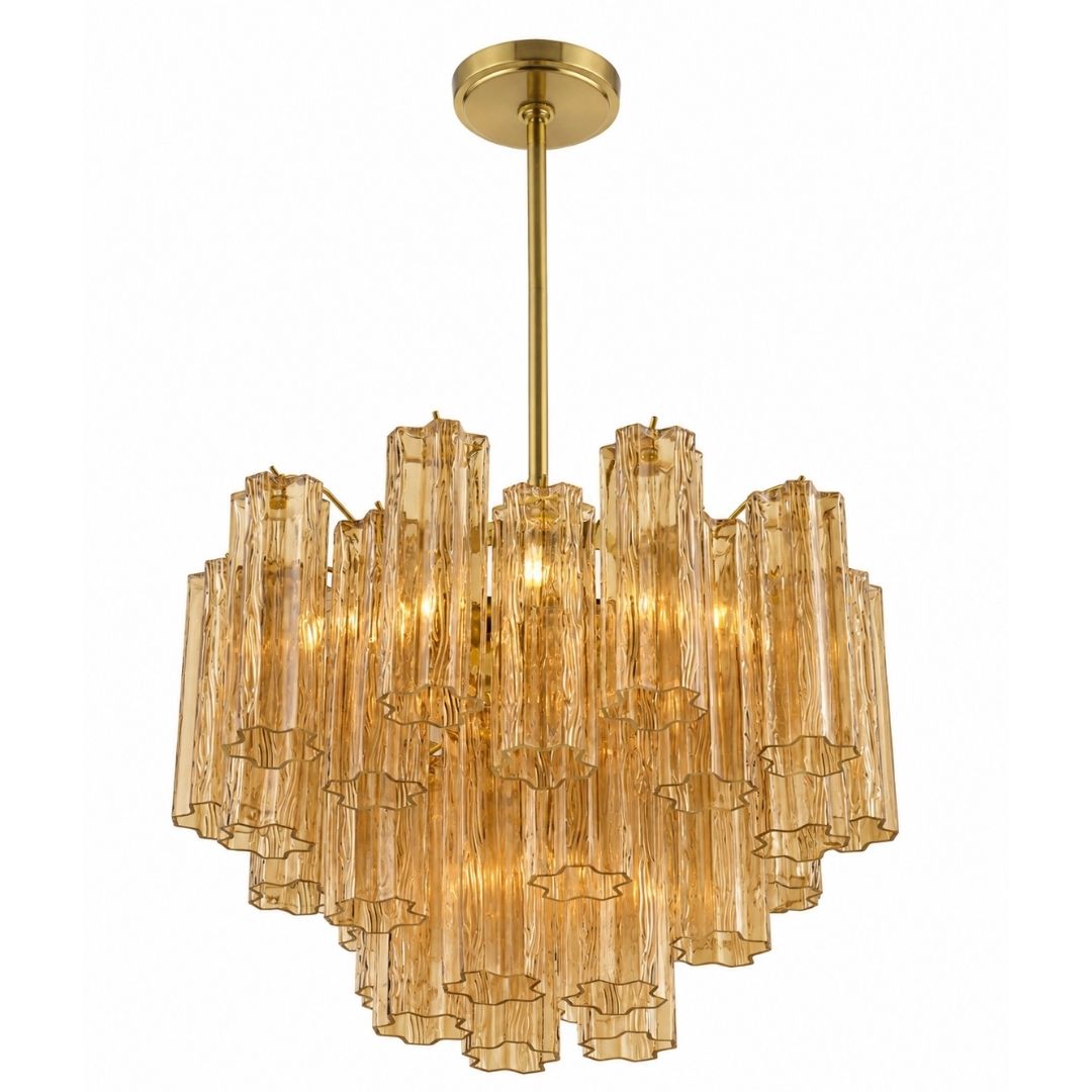 Odelle Collection - Ring Chandelier - Amber & Satin Brass - W:50cm