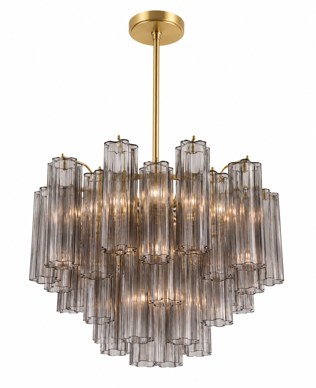 Odelle Collection - Ring Chandelier - Smoke & Satin Brass - W:50cm