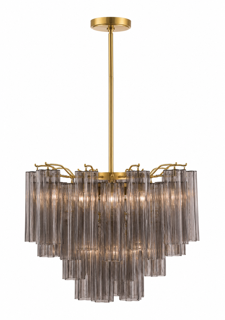 Odelle Collection - Ring Chandelier - Smoke & Satin Brass - W:50cm