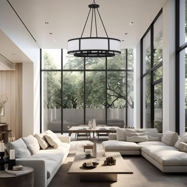 Byron Collection - Chandelier - W:80cm - Matte Black Frame