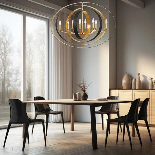 Carson Collection - 8 Lights Orb Chandelier - English Bronze & Gold