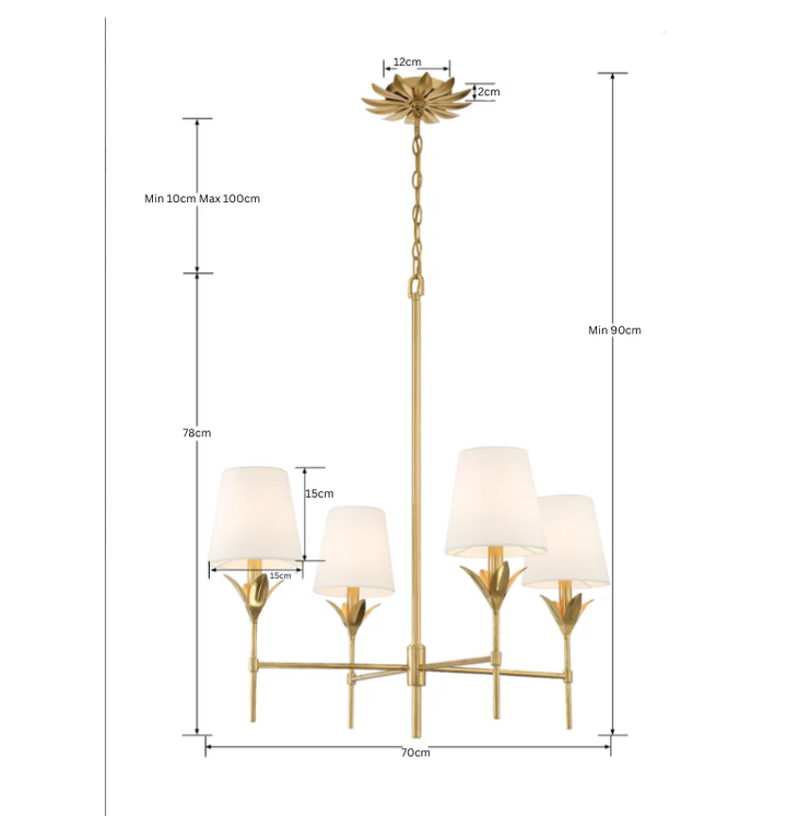 Florentine Collection - 4 Light Chandelier - Antique Gold