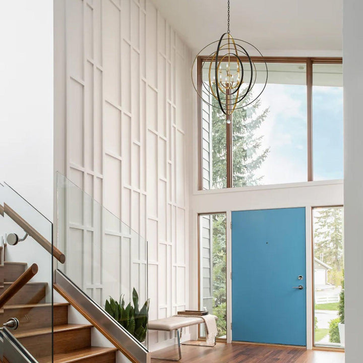 Carson Collection - 9 Lights Orb Chandelier - English Bronze & Gold