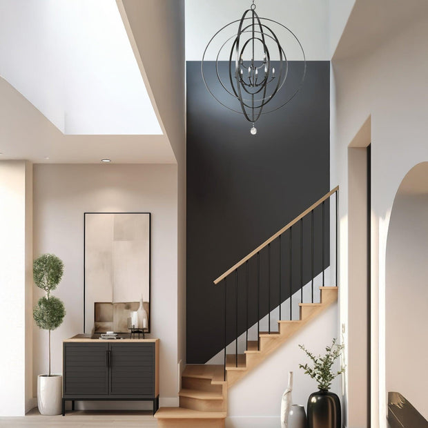 Carson Collection - 9 Lights Orb Chandelier - Matte Black