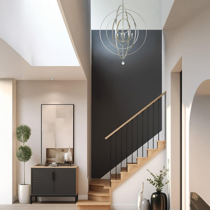 Carson Collection - 9 Lights Orb Chandelier - Silver