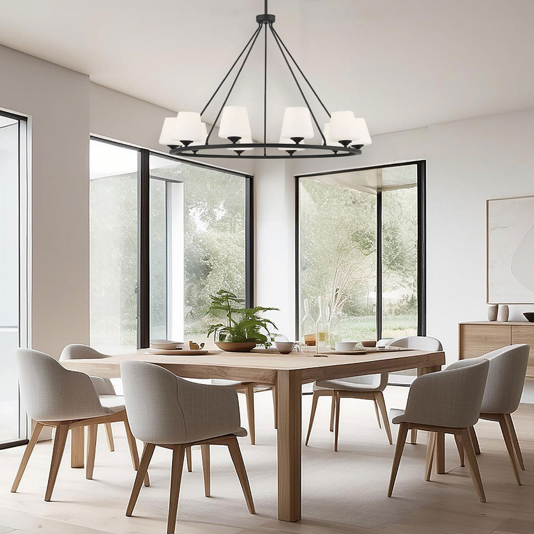 Huntington Collection - 10 Light - Ring Chandelier - Matte Black Frame