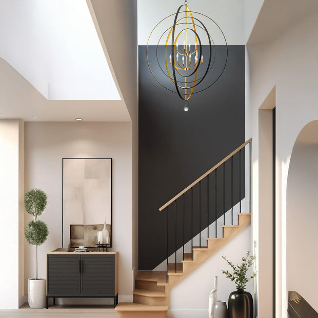 Carson Collection - 12 Lights Orb Chandelier - English Bronze & Gold