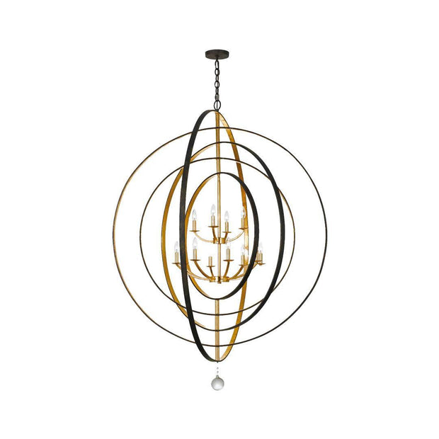 Carson Collection - 12 Lights Orb Chandelier - English Bronze & Gold