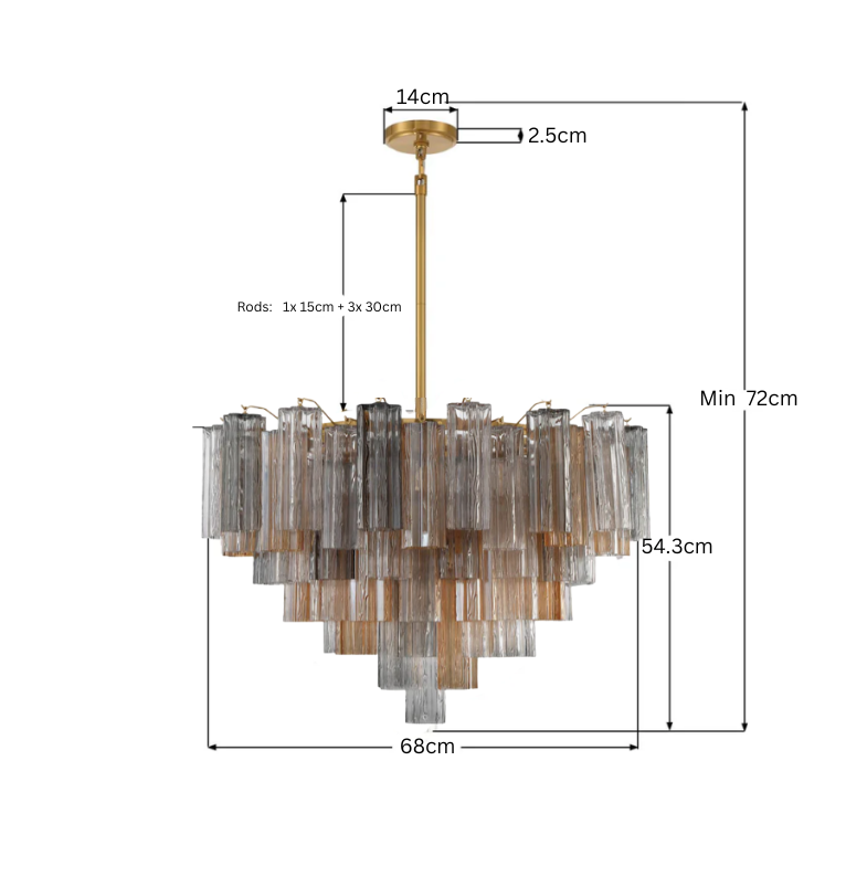 Odelle Collection - Ring Chandelier - Autumn & Satin Brass - W:68cm