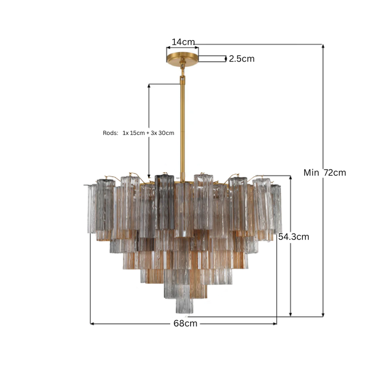 Odelle Collection - Ring Chandelier - Autumn & Satin Brass - W:68cm