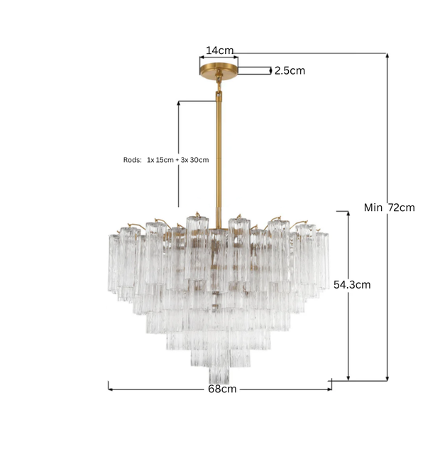 Odelle Collection - Ring Chandelier - Clear & Satin Brass - W:68cm