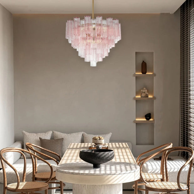Odelle Collection - Ring Chandelier - Pink & Brass - W:68cm
