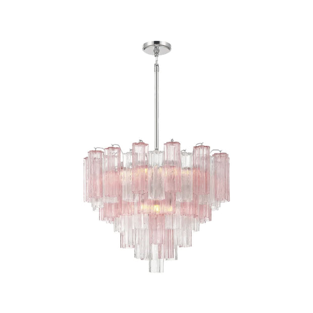 Odelle Collection - Ring Chandelier - Pink & Brass - W:68cm