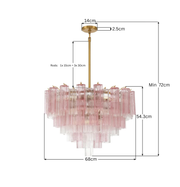 Odelle Collection - Ring Chandelier - Pink & Brass - W:68cm