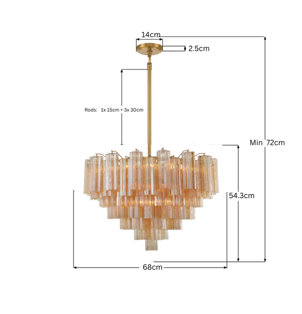 Odelle Collection - Ring Chandelier - W:68cm - Amber